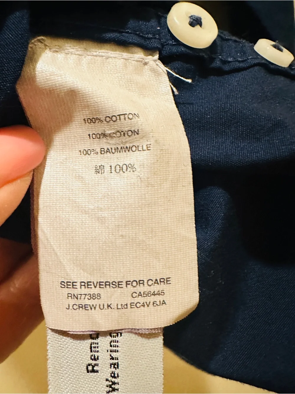 J.Crew Men's 100% Cotton Button-Down Long Sleeve Slim Dress Shirt Navy XL Preppy